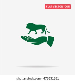 Lion and hand icon. Vector concept illustration for design.