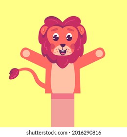 Lion hand Puppet. Hand drawn style