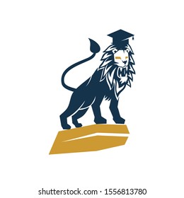 Lion Hat College Logo Design Symbol Illustration Isolated