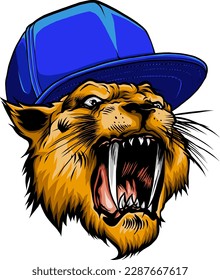 Lion Hat Mascot Logo Design Vector illustration