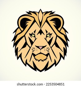  Lion head 2d comic style illustration vector