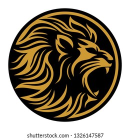 Lion Head Angry circle design vector