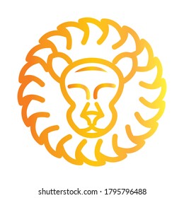 lion head animal over white background gradient style icon vector illustration