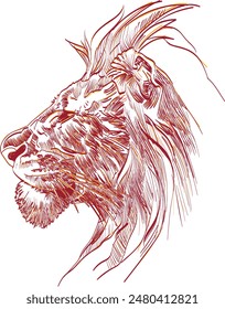 Ilustración vectorial de arte de cabeza de león.