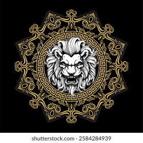 Lion Head Baroque Design Graphic vectorrrr