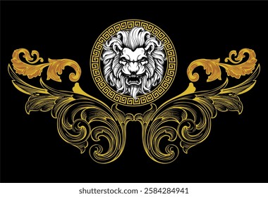 Lion Head Baroque Design Graphic vectorrrr