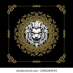 Lion Head Baroque Design Graphic vectorrrr