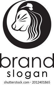 cabeza de león, oso, logotipo de círculo,vintage.