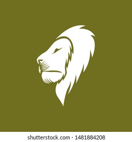 lion head beast from side with flat white style logo icon vector template