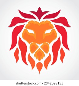 lion head beautiful red color  logo design