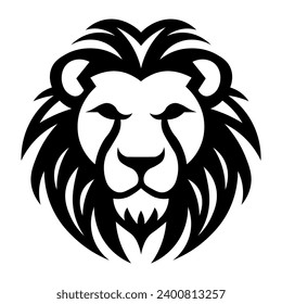 Lion head black logo on white background