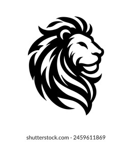 Lion head in black silhouette style
