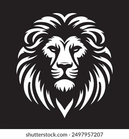 Lion head black and white silhouette vector art illustration 2.eps