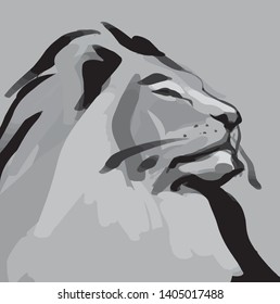 Lion head in black and white. This is vector illustration ideal for a mascot and tattoo