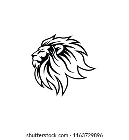 Lion Head Black And White Vector Logo Design, Illustration, Template