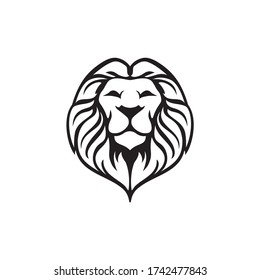 Lion Head, Black And White, Vector Logo Design, Illustration, 
Template and emblem