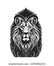 Lion head black and white vector 