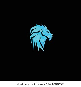 lion head blue logo vector 