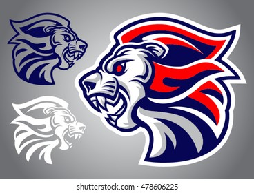 lion head blue red logo