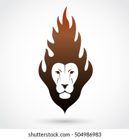 lion head brown color flame logo
