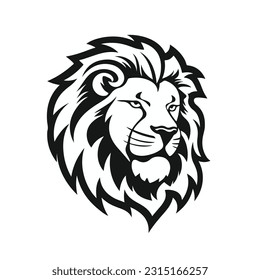 Lion head cartoon style color minimalist white background
