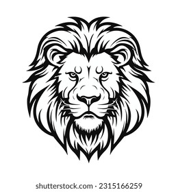 Lion head cartoon style color minimalist white background