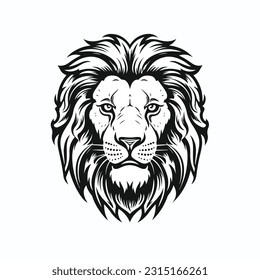 Lion head cartoon style color minimalist white background