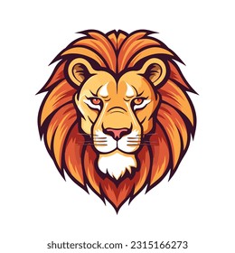 Lion head cartoon style color minimalist white background