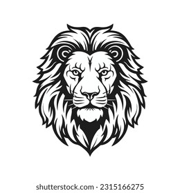 Lion head cartoon style color minimalist white background