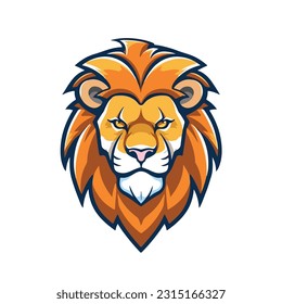Lion head cartoon style color minimalist white background