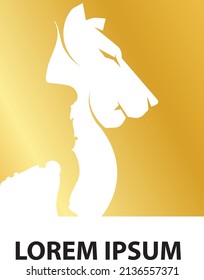 lion head chair creative gold leaf logo design