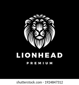 lion head chiaroscuro woodcut logo vector icon illustration