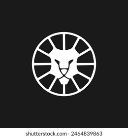 lion head circle badge minimalist logo