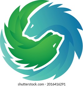 Lion head circle color illustration logo vector