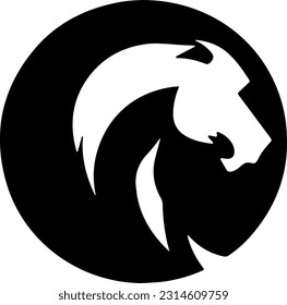 lion head circle icon. EPS 10