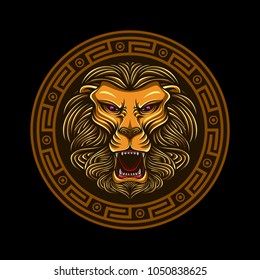 Lion head with circle illustration