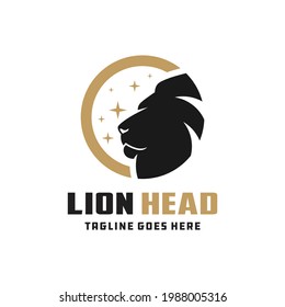 lion head circle logo design