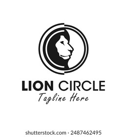 lion head circle logo design