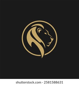 lion head  with circle logo design