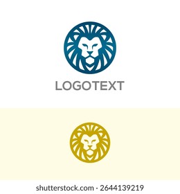 Lion Head in Circle Logo Design Template