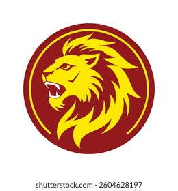 Lion head with circle logo vector illustration