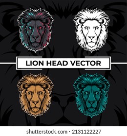 Lion head close up vector collection