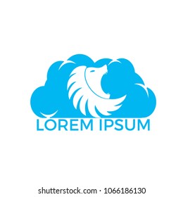 Lion head and cloud logo vector. Wild lion head graphic illustration.