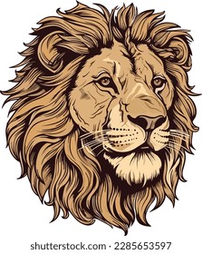 Lion head color illustration. A Lion head logo. This is vector illustration ideal for a mascot and tattoo or T-shirt graphic.