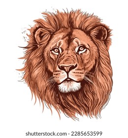Lion head color illustration. A Lion head logo. This is vector illustration ideal for a mascot and tattoo or T-shirt graphic.