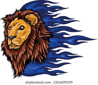 Lion head colorful hand draw vector illustration