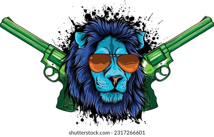 Lion head colorful hand draw vector illustration