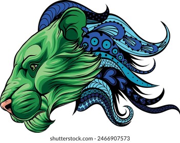 Lion head colorful hand draw vector illustration