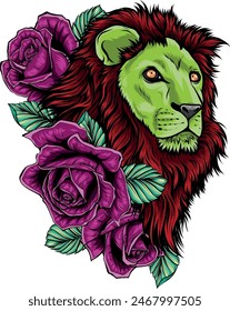 Lion head colorful hand draw vector illustration