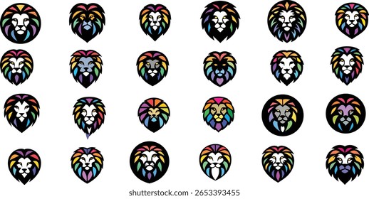 lion head colorful icon vector
